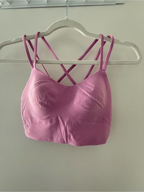 lululemon athletica Other - lululemon athletica Ribbed Pink Strappy Longline Sports Bra